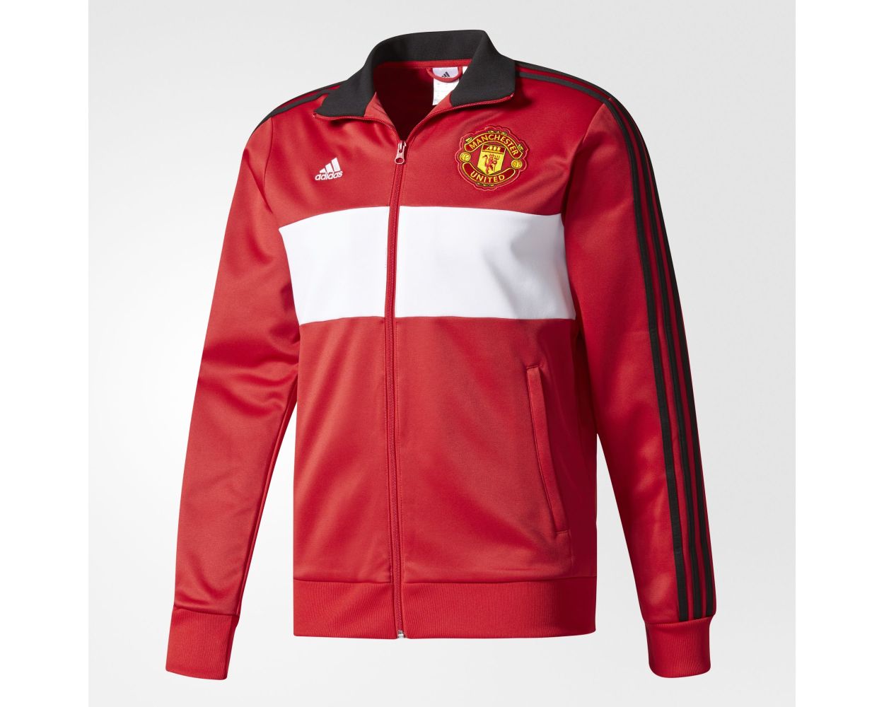 adidas Manchester United 3-Stripe Track Jacket - Red