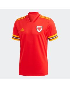 adidas Wales Mens Home Soccer Jersey 2019/20 - Red/Gold